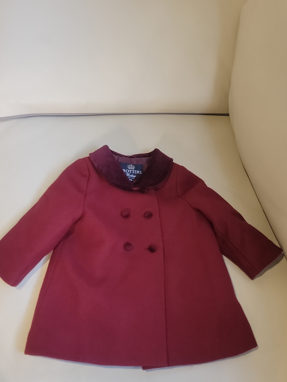 Trotters Burgundy Double-Breasted Girls' Pea Coat